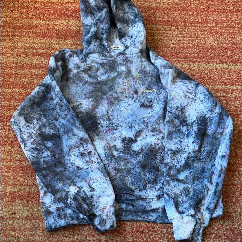 Madhappy Tie-Dye Hooded Sweatshirt in Blue & Black